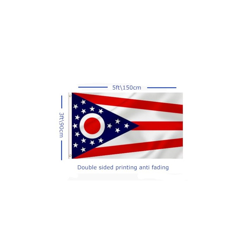LARGE Ohio Flag, 3x5Ft Ohio State Flags Banner For Indoor