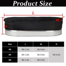 Black Oval Tank Cover, 4 x 2 x 1ft Stock Tank Pool Cover, Waterproof 420D Oxford Fabric, Dustproof Cover for Garden Pool Tub Cold Plunge
