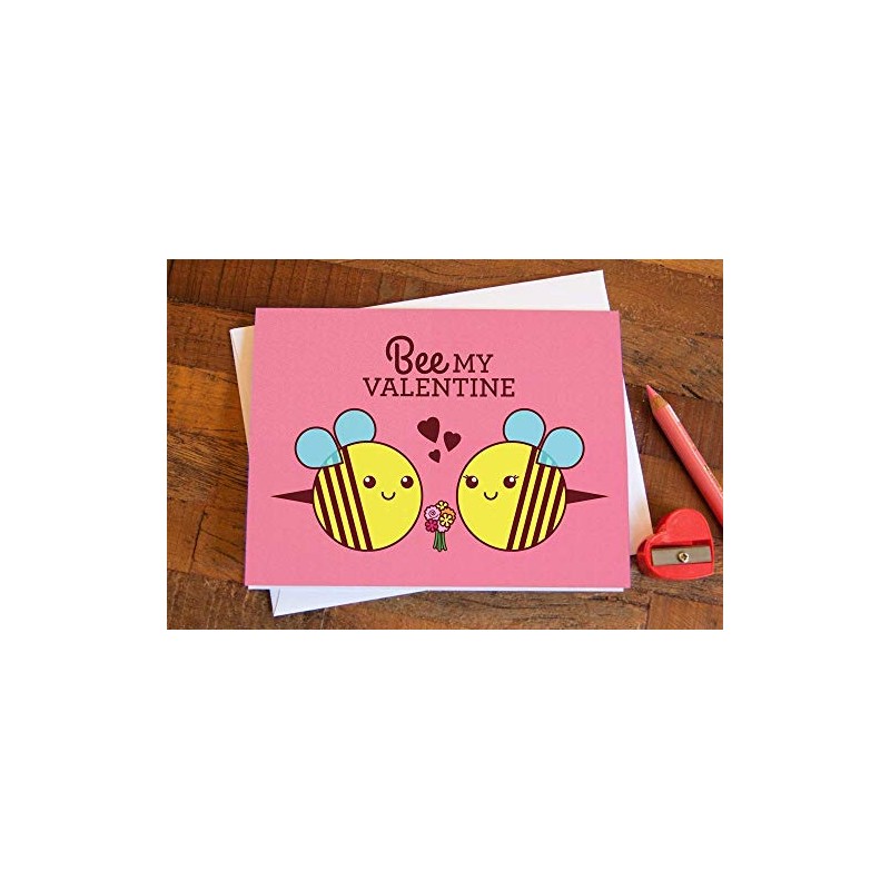 Cute Honey Bees Valentines Day Card - "Bee My Valentine"