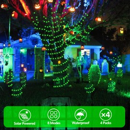 YEGUO 4 Pack Solar Fairy Lights Outdoor Waterproof, Green String Light Each 33ft 100 LED 8 Modes
