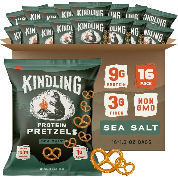 Kindling Protein Pretzels - Sea Salt | Protein-Packed Snack Size