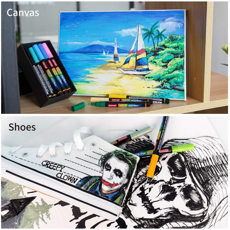 ZEYAR Premium Acrylic Paint Pen, Water Based, Extra Fine Point,