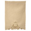 Hand-embroidered Belgian lace ecru window curtains with flower design - Linen (flax)