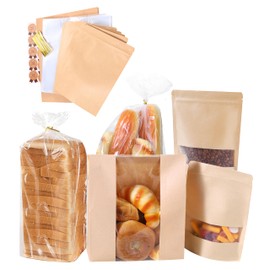 Bpole 3-in-1 Bread Loaf Bags for Homemade Bread - 50pcs Bakery Paper Plastic Bags for Homemade Sourdough Bread Storage,Snacks,Sandwich, Candies and Cookies,Preservation Freshness and Gift Giving