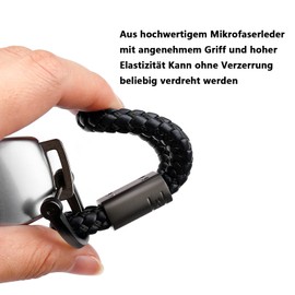 SHULLIN Pack of 2 Key Fob Leather Stylish Key Fob Car Key Fob Car Braided Rope Braided Key Ring PU Lanyard for Car Keys (Black, Pink), Black-pink, One Size