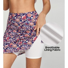 Heathyoga - Falda larga hasta la rodilla para mujer, faldas de golf para mujer, faldas largas con bolsillos, falda de tenis, Azul (Blue Print), M