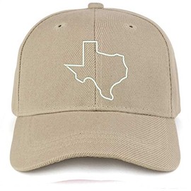 Trendy Apparel Shop Texas State Outline Embroidered Youth Size Kids Structured Baseball Cap - Khaki