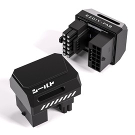EZDIY-FAB PCIe 5.1 Adapter - 600W 12+4pin, 16pin 12VHPWR GPU Power Connector, 12V-2x6 GPU Adapter,180 Degree Right Angle - Compatible with RTX 3090Ti, 4070Ti, 4080, 4090 GPU - RVS Type, Black, 1 Pack