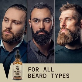 Striking Viking- Beard Bliss: revitaliza tu barba con nuestro aceite para barba no graso con aroma a vainilla. Este aceite para el crecimiento de la barba totalmente natural para hombres deja tu barba