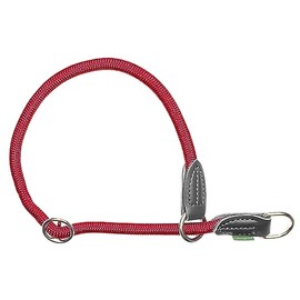 Leisegrün Adjustable Retriever Collar for Dogs Made of Nylon with Pull Stop, Derby Model, Red, Size: L
