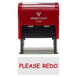 Please Redo Teacher Self-Inking Office Rubber Stamp (Red) - Medium