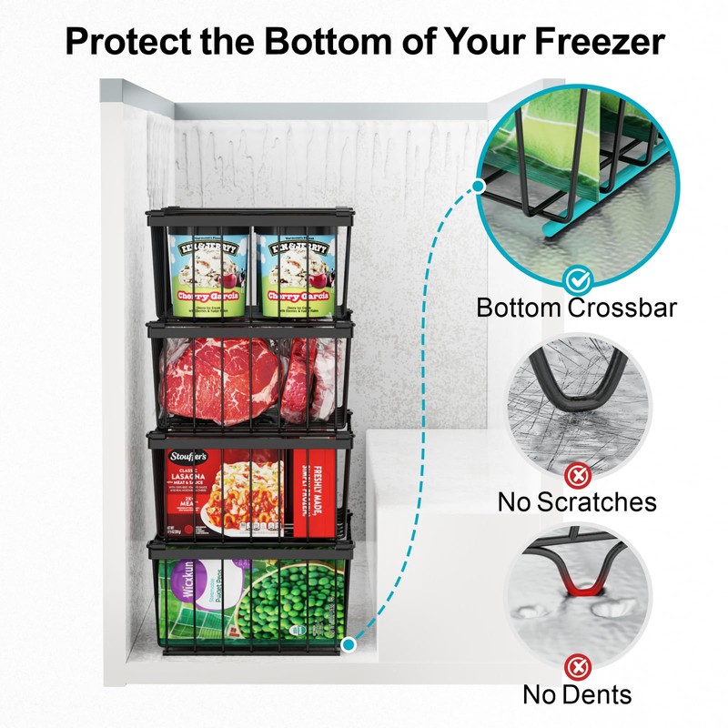 iSPECLE Deep Freezer Organizer, 8 Pack Wire Baskets for 5