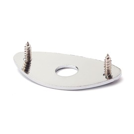 CORHAD Oval Guitar Jack Plate with Screws for Electric Guitar and Bass Metal Chrome Pickup Output Input Socket Cover Plated Iron and Copper Replacement Accessory