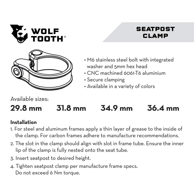 Wolf Tooth Seatpost Clamp 36.4mm Orange