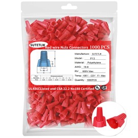 Wire Connectors Nuts, Winged Electrical Wire End Connectors Caps, Twist-On Easy Screw On Type Connectors, Type Screw Terminals for Connect Electrical Wiring (Red 1000, P13)