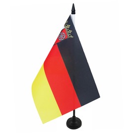 AZ FLAG RHINELAND-PALATINATE TABLE FLAG 5'' x 8'' - GERMANY - GERMAN REGION OF RHINELAND-PALATINATE DESK FLAG 21 x 14 cm - Black plastic stick and base