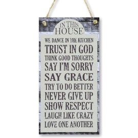 CARISPIBET In this house home signs religious signs decorative plaque for living room inspirational wall art for house décor 12" x 6"