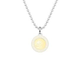 Get Back Necklaces St. Christopher Surf Necklace | Small, ½” Silver Plated Medallion, 18” Aluminum Ball Chain (Sandy/Blonde)