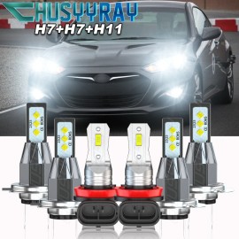 CHUSYYRAY For Hyundai Genesis Coupe 2013-2016 6X LED Headlight Bulbs Kit High/Lo+Fog Light