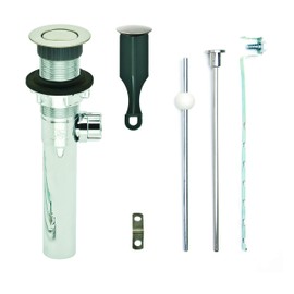 PF WaterWorks PF0730-BN-CH-NO, Chrome Plated ABS Body Bathroom Sink/Lavatory Pop-Up Drain with Ball Lift Rod | Without Overflow | CUPC Listed, Brushed Nickel