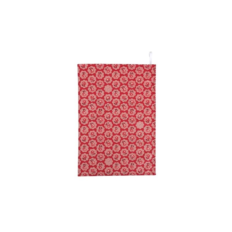 Tea Towel in Cath Kidston Freston Rose Red Handmade in