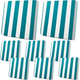 Newwiee 8pcs Patio Stretch Cushion Covers Stripe Outdoor Cushion Covers Replacement Patio Furniture Couch Slipcover Sofa Chair Seat, Thin Fabric Breathable Soft Flexibility Protector(Turquoise)