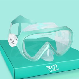 Kids Snorkel Swim Mask, Child Diving Mask Anti-Fog Swim Goggles with Nose Cover for Snorkeling Diving Swimming (Aqua)