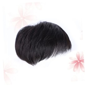 LALAFINA 2pcs Men Lifelike Overhead Replacement Block Seamless Black Hair Wig Piece for Bald Patches Natural Look Material Anti- Comfortable Fit Texture