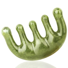 Jade Comb Jade Hair Comb Guasha Scalp Comb Massage Comb Wide Tooth Jade Massager for Scalp Care, Handheld Head and Meridians Health Massage
