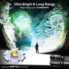 Blukar Blukar Taschenlampe LED Aufladbar, 500000 Lumen Extrem Hell Taschenlampen Zoombare Taktische Handlampe mit 5 Lichtmodi, IP67 Wasserdicht Flashlight Torch fr Camping, Outdoor, Notf?ll