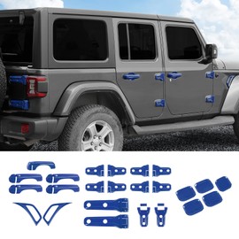 JeCar Exterior Trim Kits Door & Hood Hinge Covers Door Handle Side Vent Tailgate Hinge Trim Covers Exterior Accessories Compatible with Jeep Wrangler JL JLU 2018-2023 2/4 Doors, Blue