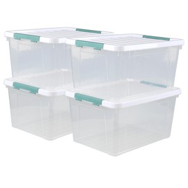 Uumitty 4 Packs 35 Quart Storage Bins with Lids, Stackable Storage Containers for Organizing, Clear
