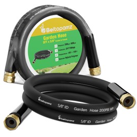 Beitopamz Short Garden Hose 5 ft x 5/8 in Female to Female, Heavy Duty Small Water Hose Extender Connector, Leakproof Hybrid Rubber Leader Hose with Double Female Fittings, Drinking Water Safe, Black