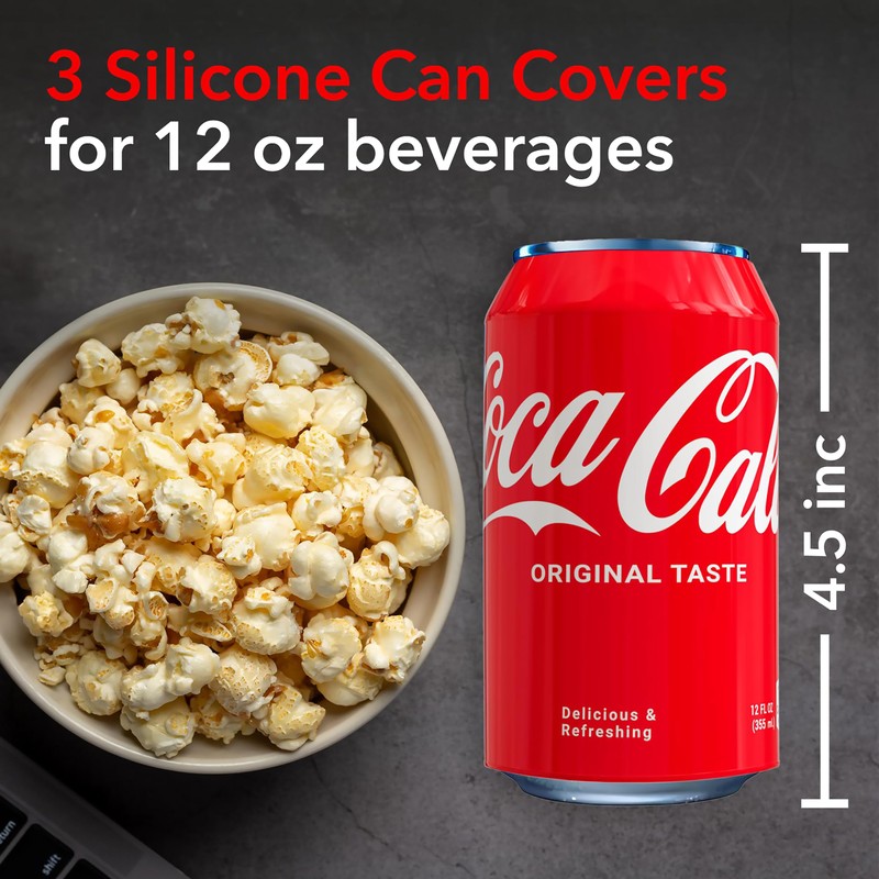 Skywin-Silicone Can Cover Red-3 Pack 12oz (355ml), Silicone Can Sleeve,