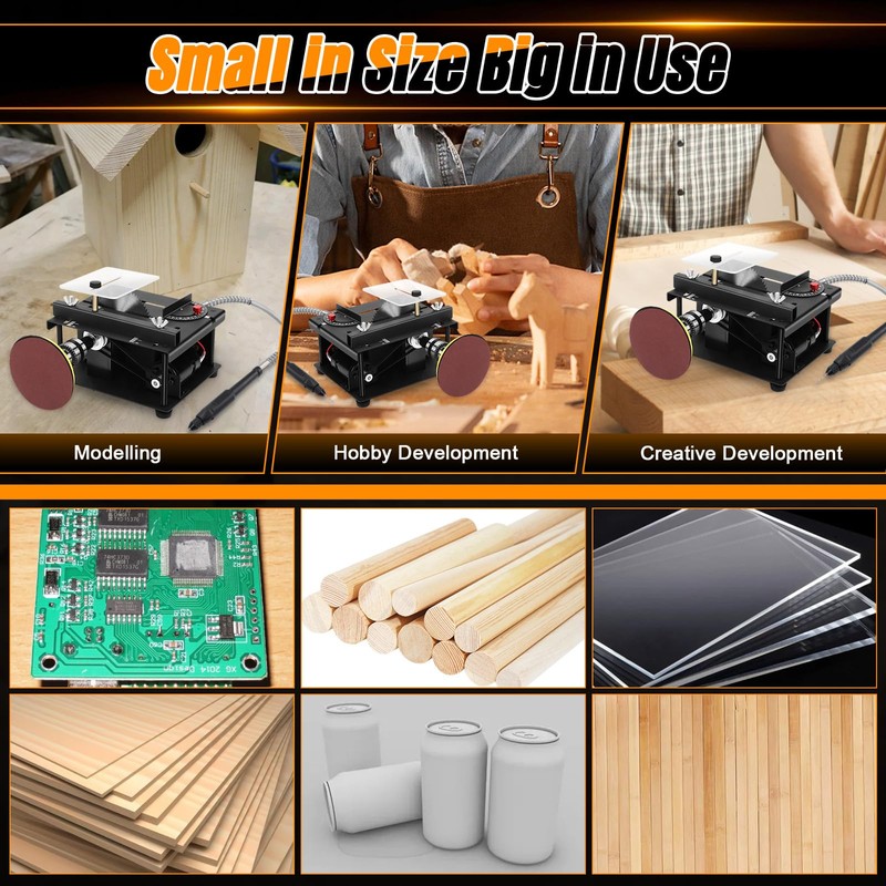 Mini Table Saw, 100W Portable Small Desktop Electric Saw, Speed