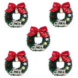 Dusenly 5pcs Mini Christmas Wreath 6.5cm Xmas Tree Wreaths Decorations Hanging Christmas Tree Wreath Ornaments