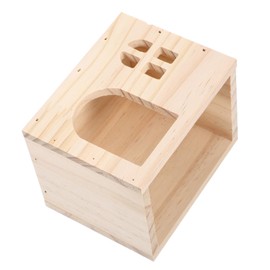 GRIRIW Elegant Hamster Hideout Tunnel Wooden Guinea Pig Cage Bed Snuggle House for Small Pets