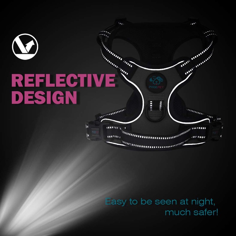 PHOEPET No Pull Dog Harness Medium Reflective Front Clip Puppy