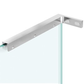 LukLoy Fixed Glass Bracket, Wall to Glass Shower Support Bar, One-Piece Casting L Shape Stabilizer Mounting Bracket for 8-12mm Shower Glass Panel, No Drill in Glass(Brush, Left)