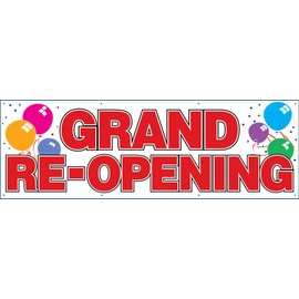 4 Less Co 2x6 Feet GRAND RE-OPENING Vinyl Banner Balloons Sign With Grommets wb