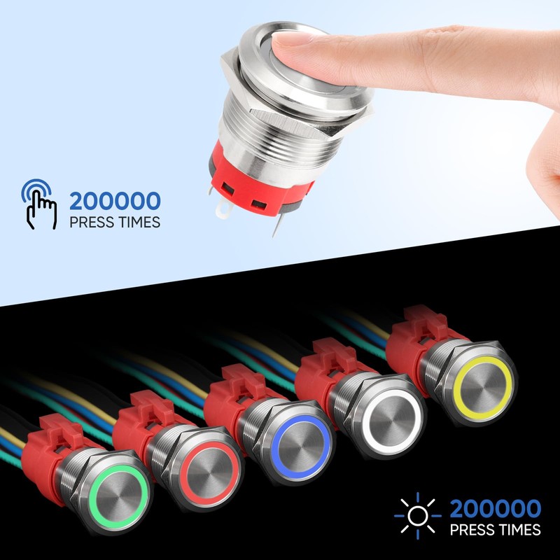 XINYIELE 19MM Latching 12V DC Push Button Switch On/Off,Waterproof Stainless