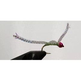 fly-- flies FLY-FLIES-ICE JIGS (* PINK BEAD HEAD  GLOW WORWS * ) ** 2 FLIES * SIZE 8 *