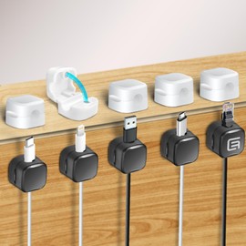 Magnetic Cable Clips Organizer, 10 Pack Cord Organizer, Cable Management Under Desk for Home Car Office, No Residue Adhesive for Wall, Surface, Charging Cable Magnetic Cable Organizer Storage Holder
