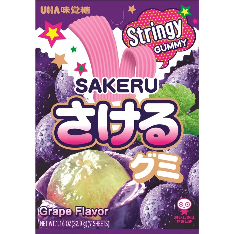 UHA Mikakuto Japanese Sakeru Grape Gummy Candy 7 Pieces 32.9g