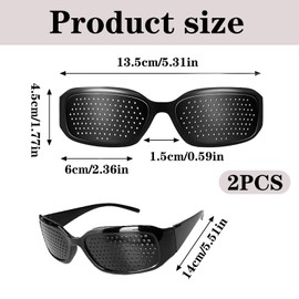 LIURFLNC 3 Pieces Hole Glasses for Eye Training Original, Grid Glasses Pinhole Glasses, Folding Grid Glasses Eye Training, Hole Glasses for Eye Training for Relaxation (It is Black), black