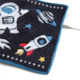 Bloomie's 000541-0031-01 Space Chibi Towel (Navy) [100% Cotton] Kids Hand Towel Mini Towel, Locket, Universe, Stars, Sky, Planets, Motif, Approx. 5.9 inches (15 cm)