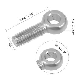 sourcing map M6 x 20mm Machinery Shoulder Swing Lifting Eye Bolt 304 Stainless Steel Metric Thread 5pcs