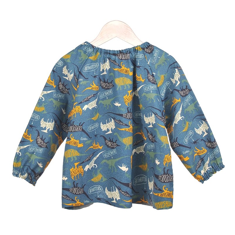 Kusuguru Japan KSM204-01 Dinosaur Pattern Kids Smock Blue 39.4 inches