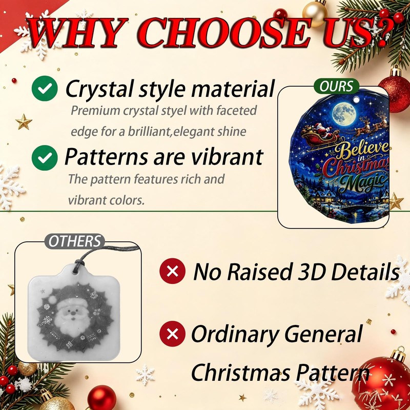 Believe in Christmas Magic Glass Christmas Ornament, 3 Inch Santa