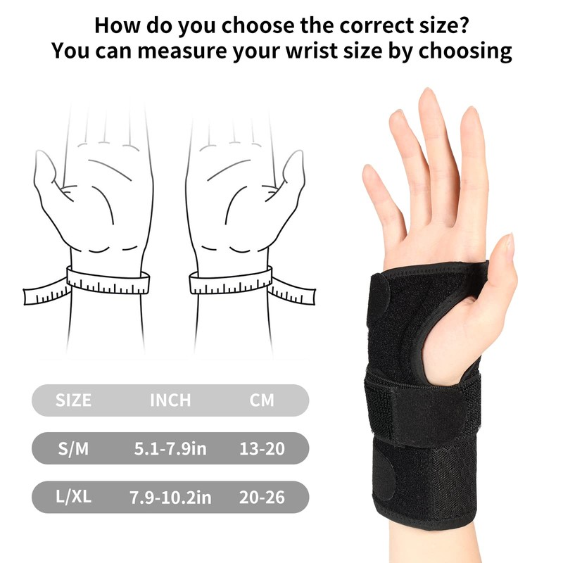 MILAIUN Wrist Support with Metal Splint Stabiliser Adjustable Day Night